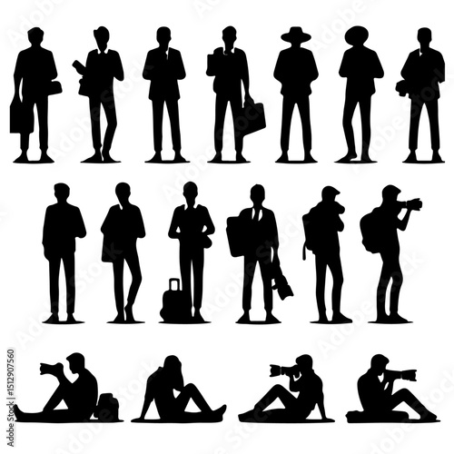 set of  photographer silhouette,  set of  photographer vector