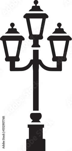 Lamp post black fill silhouette vector