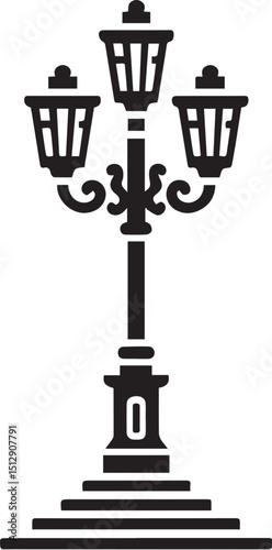 Lamp post black fill silhouette vector
