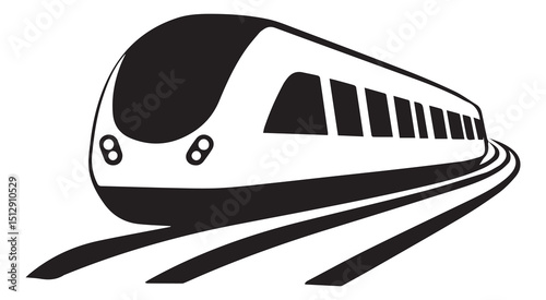 Modern high speed train rail transportation icon