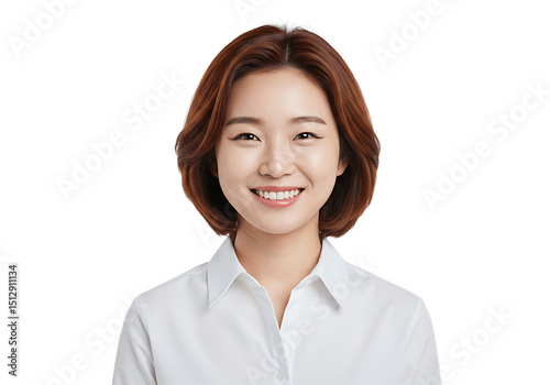 Smiling asian woman portrait isolated on transparent background