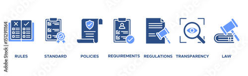 Compliance banner web icon vector illustration concept with icon of rules, standards, policies, requirements, regulations, transparency, and law