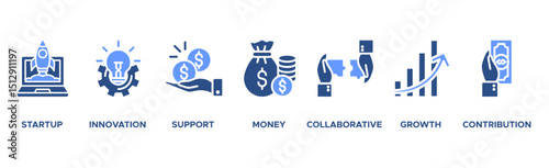 Crowdfunding web icon vector illustration concept with icon of startup, collaboration, target, investor, contribution, advertising, profit, growth
