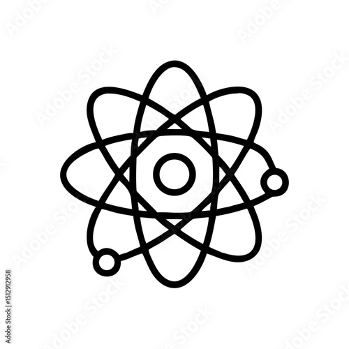 Atom icon representing science, chemistry, and physics