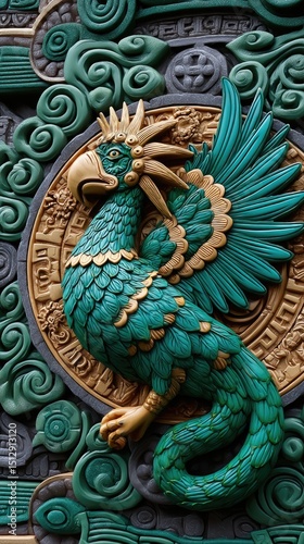 Wallpaper Mural Aztec god Quetzalcoatl depicted as the feathered serpent deity Torontodigital.ca