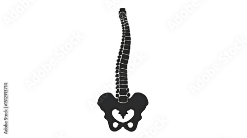 Vertebrae Silhouette Art  Illustration, Human Bone, Human Organ, Isolate On Transparent Backgrounds, Photo Illustration Image Picture, Health Care Concept 