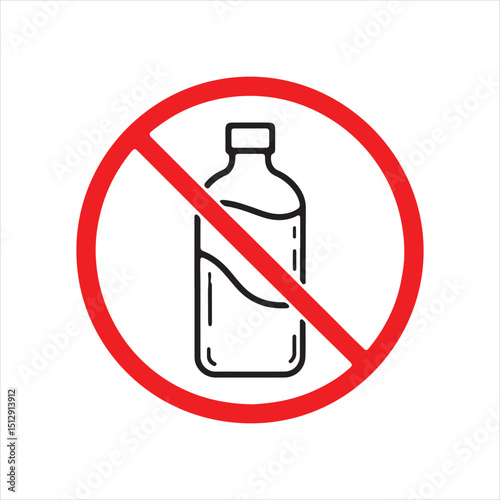 No Plastic Bottle or Liquids Prohibition Sign


