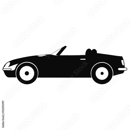 Black cabriolet car icon silhouette side view