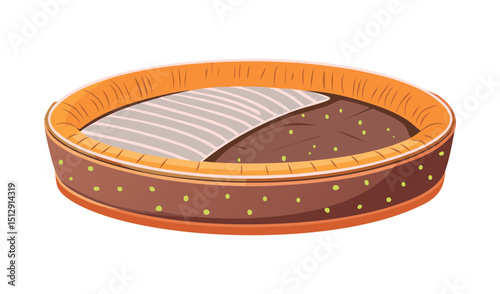 Round Pet Bed with Striped Interior