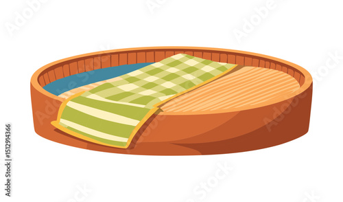 Wooden Pet Bed with Green Blanket