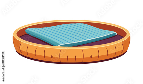 Orange Pet Bed Blue Cushion Illustration