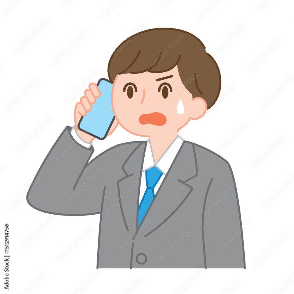 問題発生に驚くサラリーマン/Surprised businessman on a phone call 問題発生に驚くサラリーマン/Surprised businessman on a phone call