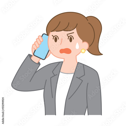 問題発生に驚くビジネスウーマン/Surprised businesswoman on a phone call