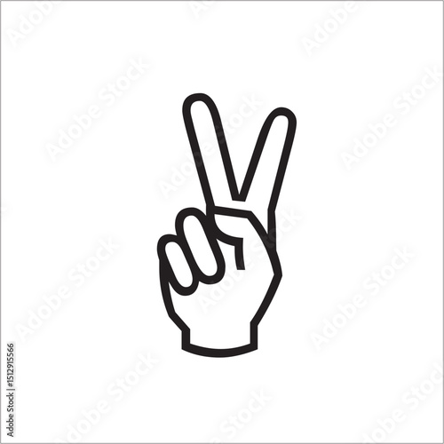 Peace Sign Hand Gesture Simple Line Art Illustration