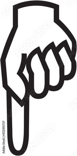 Hand Gesture Illustration Pointing Downward - Simple Vector Graphic