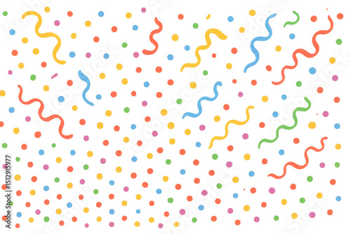 Festive background with falling confetti and streamers on a transparent background, perfect for celebrations and joyful events