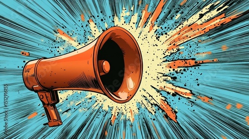 Megaphone with radial burst effect
