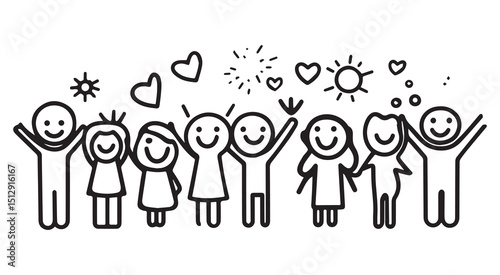 Happy children friends friendship teamwork togetherness
