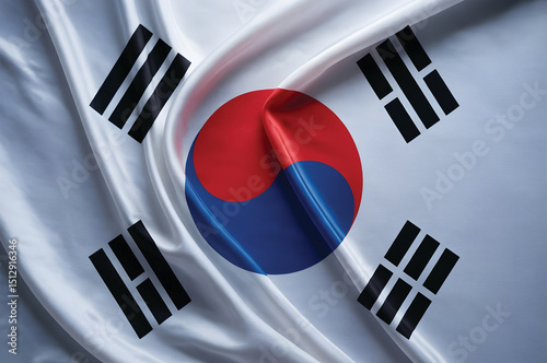 South korean flag waving in the wind