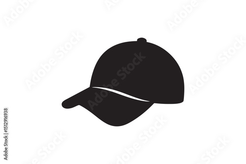 Baseball cap silhouette vector art illustration on white background