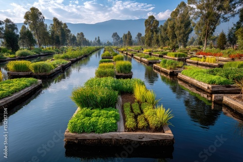 Aztec chinampa farming system