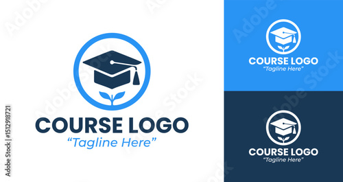 Custom Course Logos with Graduation Caps and Digital Learning Emblems