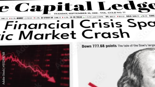 Animated Fake Newspaper Showing 2008 Crash and Stock Market Collapse 2