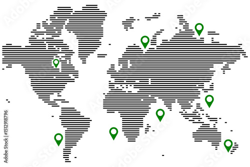 Dotted line shape world map crafted with digital elegance. Dotted world map style connects topography and modern design for a visually striking dotted world map. Vector dotted world map