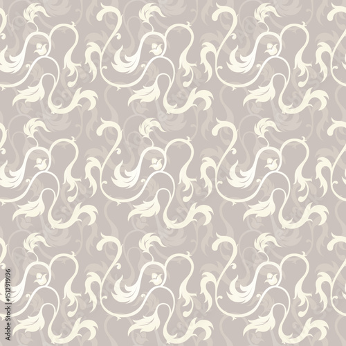 Fully editable, seamless floral pattern in beige color for print or digital use