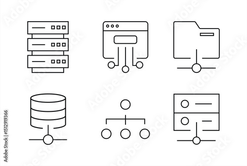 icon set of Database, Server, and Cloud services. Network and Technology. vector illustration