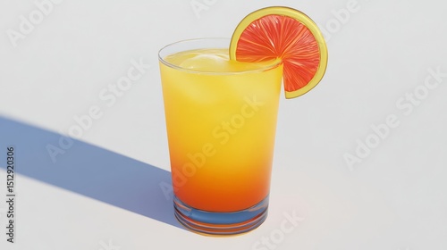 Refreshing Citrus Cocktail: A Blend of Ice, Juice, and Slice of Fruit