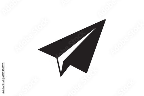 Paper plane silhouette vector art illustration on white background
