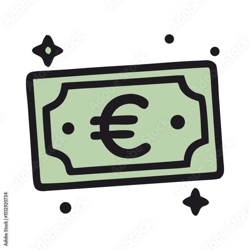 Euro Bill Doodle - Finance, Money, Wealth, and Economy Concept