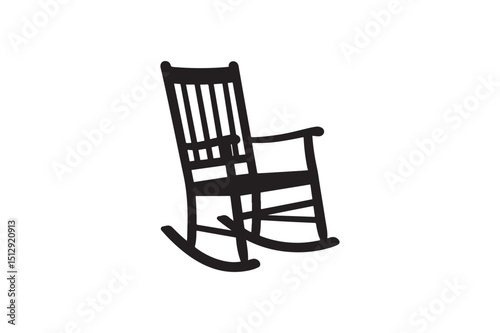 Rocking chair silhouette vector art illustration on white background
