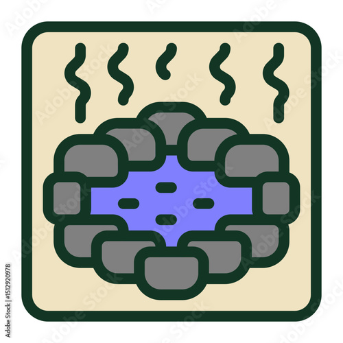 Steamy hot spring Flat Icon