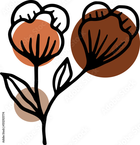 brown aesthetic floral leaf illustration
