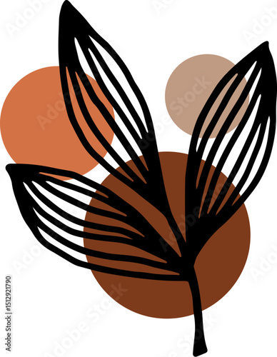 brown aesthetic floral leaf illustration
