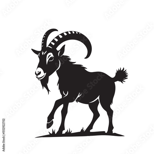 Goat detailed silhouette design concept black and white vector illustration logo graphic.