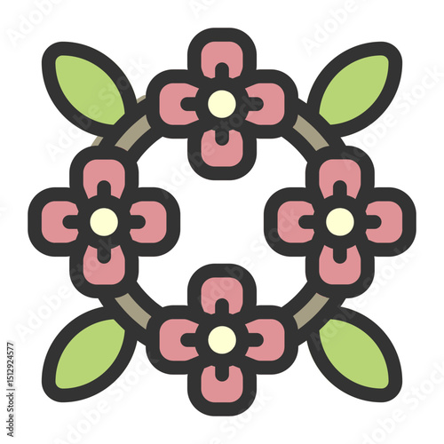 Poppy wreath Flat Icon