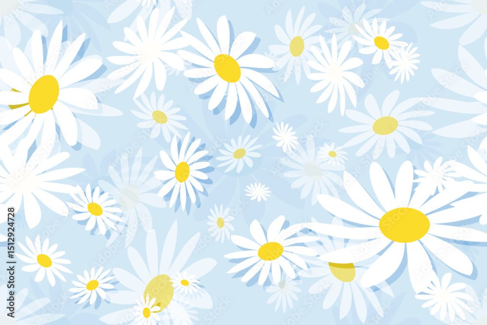 Seamless summer floral pattern with daisy blooms and white petals, a beautiful nature-inspired illustration for your spring design Seamless summer floral pattern with daisy blooms and white petals, a beautiful nature-inspired illustration for your spring design
