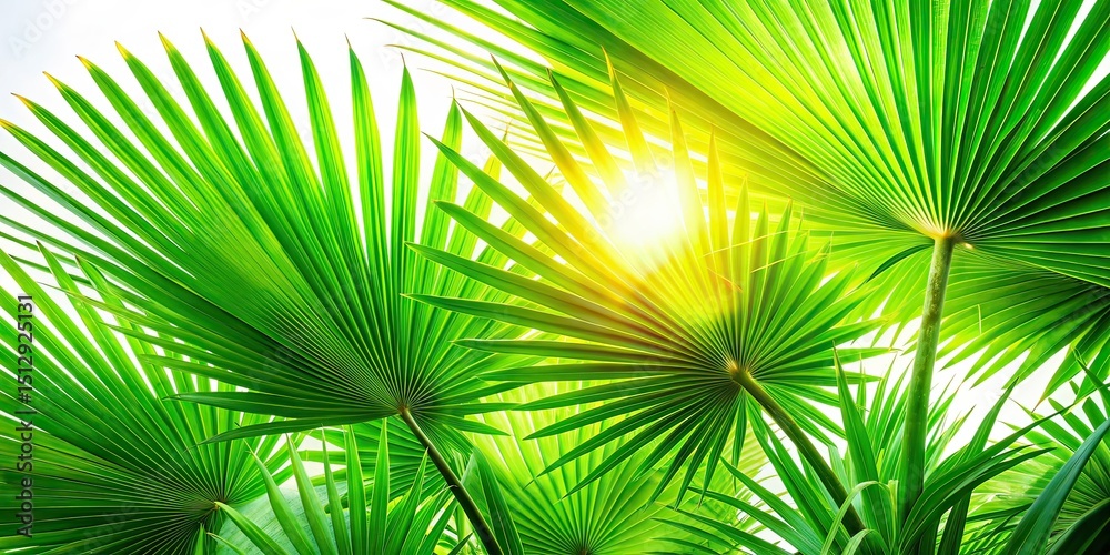 Obraz premium Sunlight Through Palm Leaves - Food Photography Background