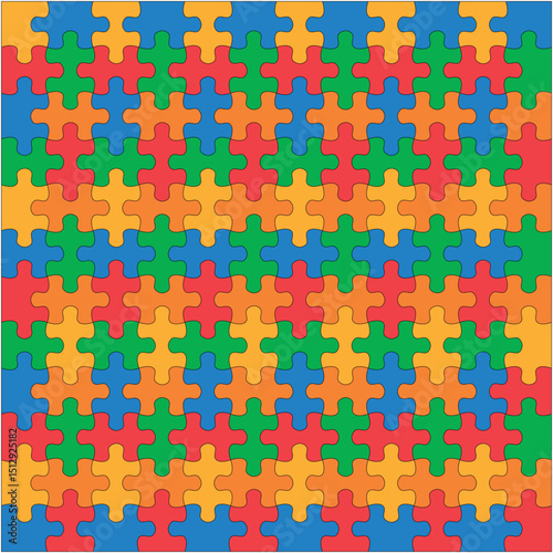Background with jigsaw puzzle 144 colorful pieces image vector.	