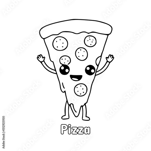 cartoon illustration of a pizza