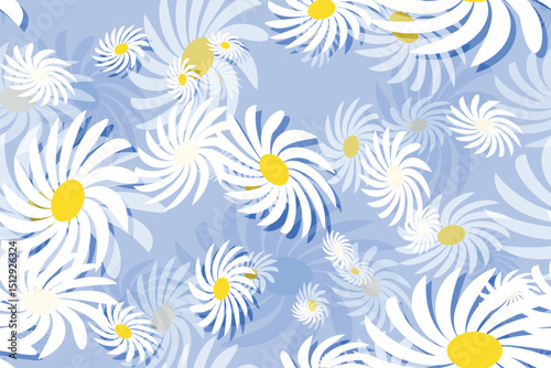 Seamless daisy floral pattern with spring flowers and chamomile design