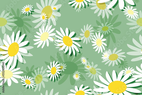 Seamless daisy floral pattern with spring flowers and chamomile design