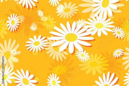 Seamless daisy floral pattern with spring flowers and chamomile design