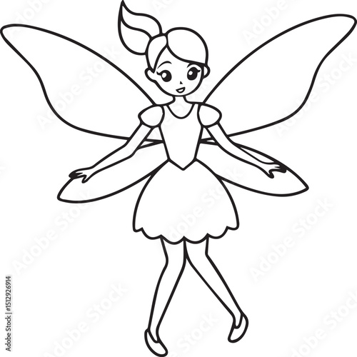 Fairy outline vector illustration line art
