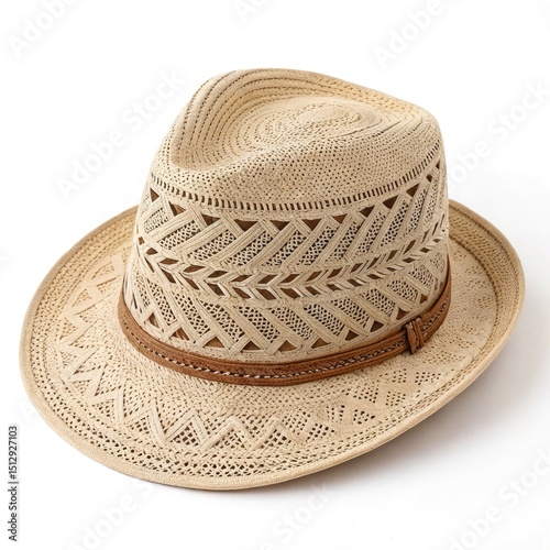 straw hat on the palm tree
