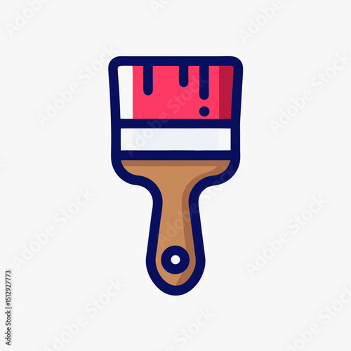 Paint Brush with Dripping Red Paint Icon