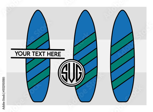 Surfboard SVG Silhouette Bundle, Surfing Silhouette, Summer Svg, Surf boards Svg, Surfing Board Svg, Surfboard Png, Surfboard Monogram Svg, Split Monogram, Circle Monogram 